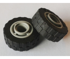 Wheel & Tire Assembly 11mm D. x 8mm with Center Groove with Black Tire 17.5mm D. x 6mm with Shallow Staggered Treads (42610 / 42611)