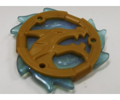 Ring 3 x 3 with Dragon Head with Molded Satin Trans-Light Blue Flames Pattern (Ninjago Wave Amulet)