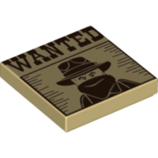 Tile 2 x 2 with 'WANTED' Western Bandit Poster Pattern