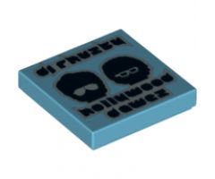 Tile 2 x 2 with 'dj rhusty', 'hollywood dawez' and Black Heads with Glasses Pattern