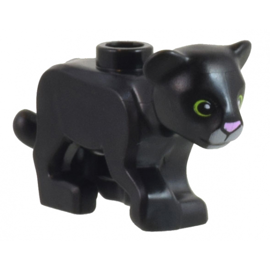 Lion Baby Cub with Lime Eyes and Dark Bluish Gray and Bright Pink Nose Pattern (Panther Tendi)