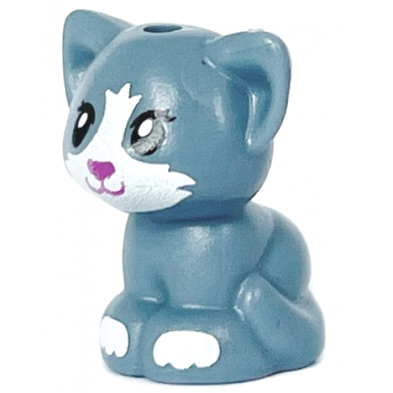 Cat, Friends, Baby Kitten, Sitting with Black Eyes, Dark Pink Nose and Mouth, and White Muzzle and Paws Pattern