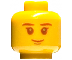 Minifigure, Head Child Reddish Brown Eyebrows and Mouth, Pearl Gold Pupils, Grin Pattern - Hollow Stud