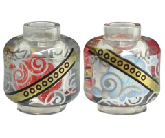 Minifigure, Head without Face Remembrall with Silver Swirls, Gold Band and Red Smoke Pattern - Vented Stud