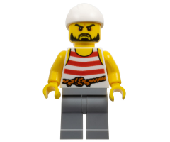 Pirate 2 - Red and White Stripes, Light Bluish Gray Legs, Beard