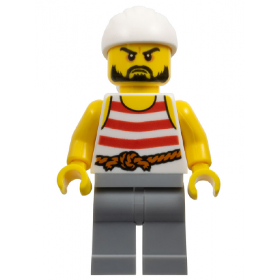 Pirate 2 - Red and White Stripes, Light Bluish Gray Legs, Beard