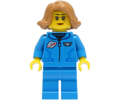 Lunar Research Astronaut - Female, Dark Azure Jumpsuit, Medium Nougat Hair, Glasses