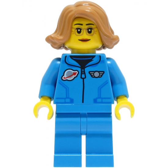 Lunar Research Astronaut - Female, Dark Azure Jumpsuit, Medium Nougat Hair, Glasses
