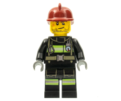 Fire - Reflective Stripes with Utility Belt, Dark Red Fire Helmet, Crooked Smile and Scar
