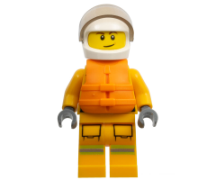 Fire - Reflective Stripes, Bright Light Orange Suit, Life Jacket, White Helmet