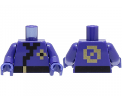 Torso Pixelated Ninja Tunic with Black Hems and Sash, Gold Buckle and Symbols Pattern / Dark Purple Arms / Dark Purple Hands