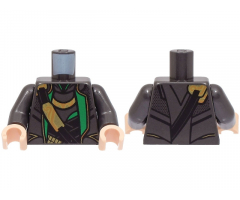 Torso Suit with Green Lapels, Black Shirt and Shoulder Belt with Gold Clasps Pattern / Pearl Dark Gray Arms / Light Nougat Hands