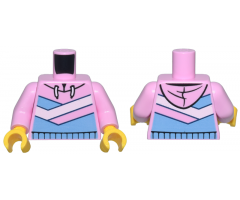 Torso Hoodie with Medium Blue and White Diagonal Stripes Pattern / Bright Pink Arms / Yellow Hands / Bright Pink Arms / Yellow Hands