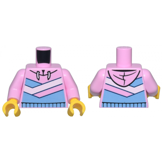 Torso Hoodie with Medium Blue and White Diagonal Stripes Pattern / Bright Pink Arms / Yellow Hands / Bright Pink Arms / Yellow Hands