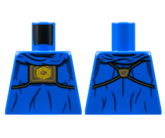 Torso Robe, Gathered Collar, Gold Panel with Hexagon Symbol, Dark Blue Gather Lines Pattern