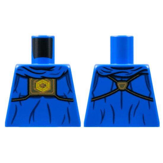 Torso Robe, Gathered Collar, Gold Panel with Hexagon Symbol, Dark Blue Gather Lines Pattern