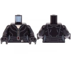Torso Female Suit with Silver Zipper, Dark Bluish Gray Belt with Dark Red Buckle, Light Nougat Neck Pattern / Black Arms with SHIELD Logo Pattern / Black Hands