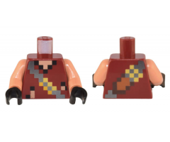 Torso Pixelated Vest with Silver Cross Strap with Yellow Buckles and Medium Nougat and Dark Brown Sword Pattern / Nougat Arms / Black Hands
