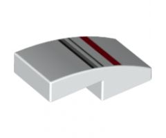 Slope, Curved 2 x 1 with Red, Light Bluish Gray and Black Stripes Pattern