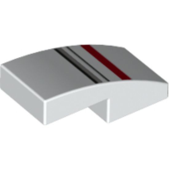 Slope, Curved 2 x 1 with Red, Light Bluish Gray and Black Stripes Pattern