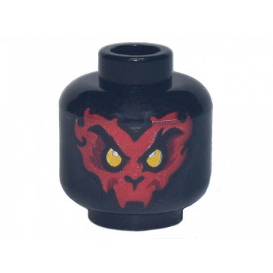 Minifigure, Head Red and Black Fur, Long Curved Eyebrows, and Yellow Eyes Pattern - Hollow Stud