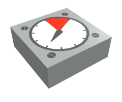 Tile 1 x 1 with White and Red Gauge, Black Thick Needle, and Screw Heads Pattern