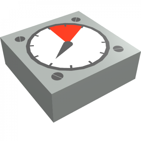 Tile 1 x 1 with White and Red Gauge, Black Thick Needle, and Screw Heads Pattern