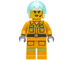 Fire - Reflective Stripes, Bright Light Orange Suit, White Helmet, Headset