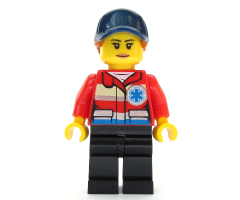 Ski Patrol Member - Female, Red Jacket, Dark Blue Cap, Ponytail