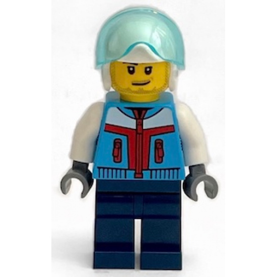 Stunt Plane Pilot - Dark Azure Jacket, Dark Blue Legs, White Helmet