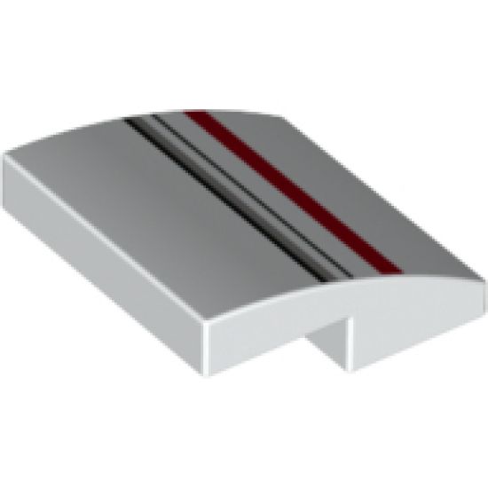 Slope, Curved 2 x 2 with Red, Light Bluish Gray and Black Stripes Pattern