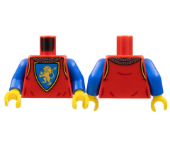 Torso Castle Surcoat, Silver Chain Mail Collar, Yellow Lion with Raised Foot on Blue Shield Emblem Pattern / Blue Arms / Yellow Hands