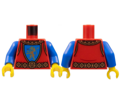 Torso Castle Surcoat, Gold Collar and Belt, Lion with Raised Foot on Blue Shield Emblem Pattern / Blue Arms / Yellow Hands