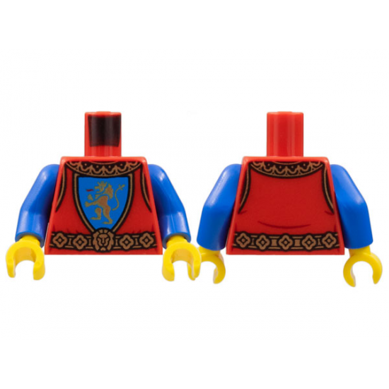 Torso Castle Surcoat, Gold Collar and Belt, Lion with Raised Foot on Blue Shield Emblem Pattern / Blue Arms / Yellow Hands