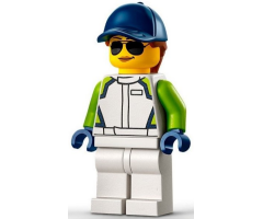 Race Car Mechanic - Female, White Race Jacket and Legs, Dark Blue Cap with Dark Orange Hair