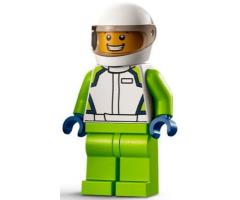 Race Car Driver - Male, White Race Jacket and Helmet, Lime Legs