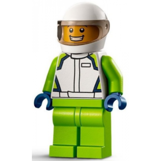 Race Car Driver - Male, White Race Jacket and Helmet, Lime Legs