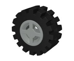 Wheel & Tire Assembly 8mm D. x 6mm with Black Tire 15mm D. x 6mm Offset Tread Small (4624 / 3641)