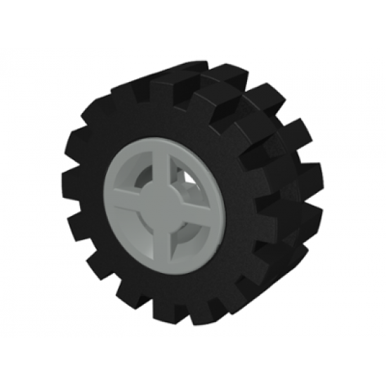 Wheel & Tire Assembly 8mm D. x 6mm with Black Tire 15mm D. x 6mm Offset Tread Small (4624 / 3641)