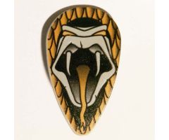 Minifigure, Shield Ovoid with HP Open Mouth Snake Head with Bright Light Orange Eyes and Tongue Pattern