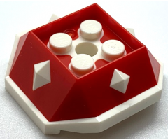 Shell with Spikes, 4 Studs Inside and Hole with Red Pattern