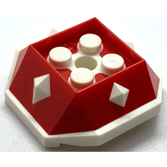 Shell with Spikes, 4 Studs Inside and Hole with Red Pattern