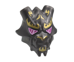 Minifigure, Visor Mask Ninjago Crystal King with Large Gold Markings and Magenta and Bright Pink Eyes Pattern