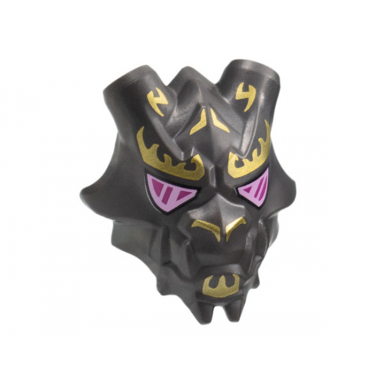 Minifigure, Visor Mask Ninjago Crystal King with Large Gold Markings and Magenta and Bright Pink Eyes Pattern