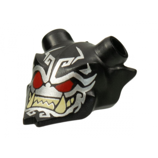 Minifigure, Visor Mask Ninjago Oni with Silver Face, Red Eyes, and Tan Sharp Teeth Pattern