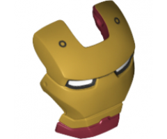 Minifigure, Visor Top Hinge with Gold Face Shield, White Eyes and 2 Black Rivets Pattern