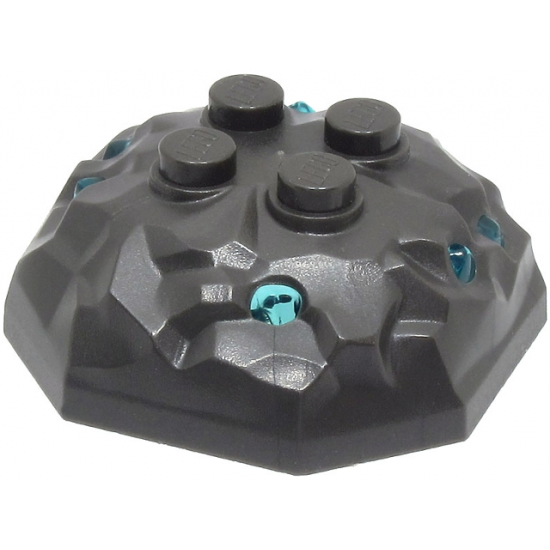 Rock 4 x 4 Octagonal Boulder, Top with Molded Trans-Light Blue Crystals Pattern