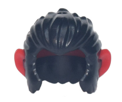 Minifigure, Hair and Sideburns, Swept Back with Molded Red Ears Pattern