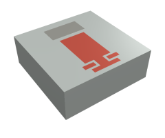 Tile 1 x 1 with Mini Snowspeeder Front End with Dark Gray and Red Rectangles Pattern