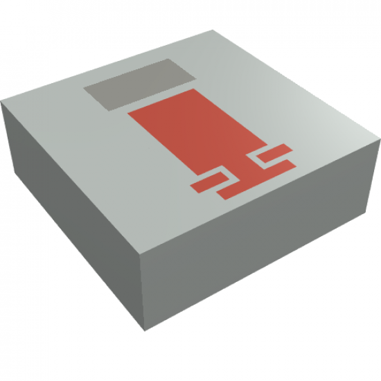 Tile 1 x 1 with Mini Snowspeeder Front End with Dark Gray and Red Rectangles Pattern
